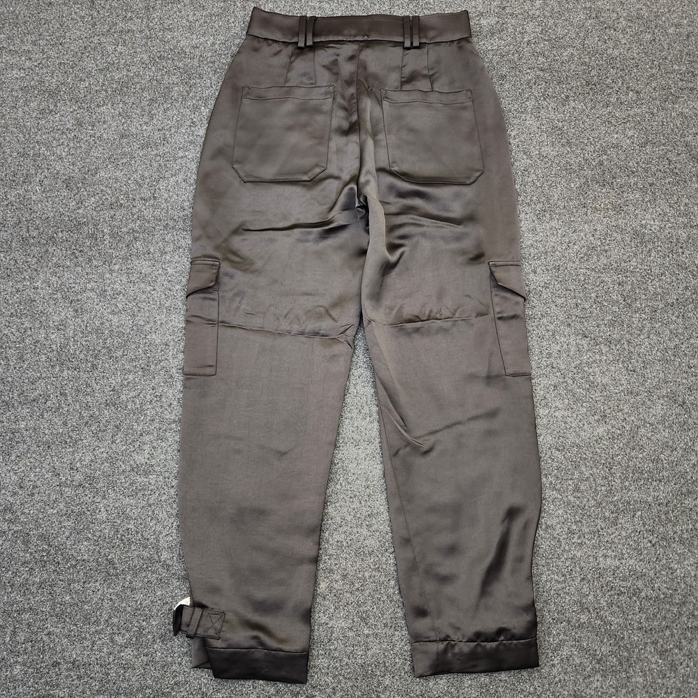 Express Womens 4R Black Super High Waisted Satin Cargo Ankle Pants Corporate - Picture 2 of 11